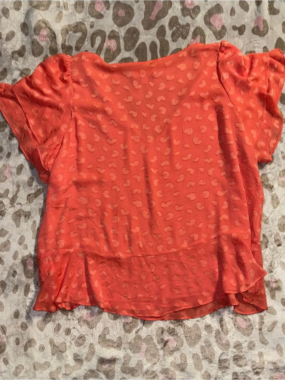 Michael Kors Coral V-Neck Ruffle-Hem Blouse